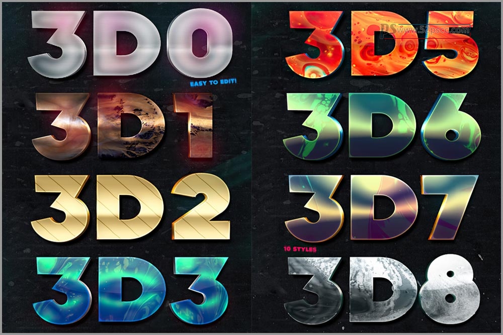PS经典炫酷3D双层组合纹理样式Photoshop炫酷图案样式预设缩略图
