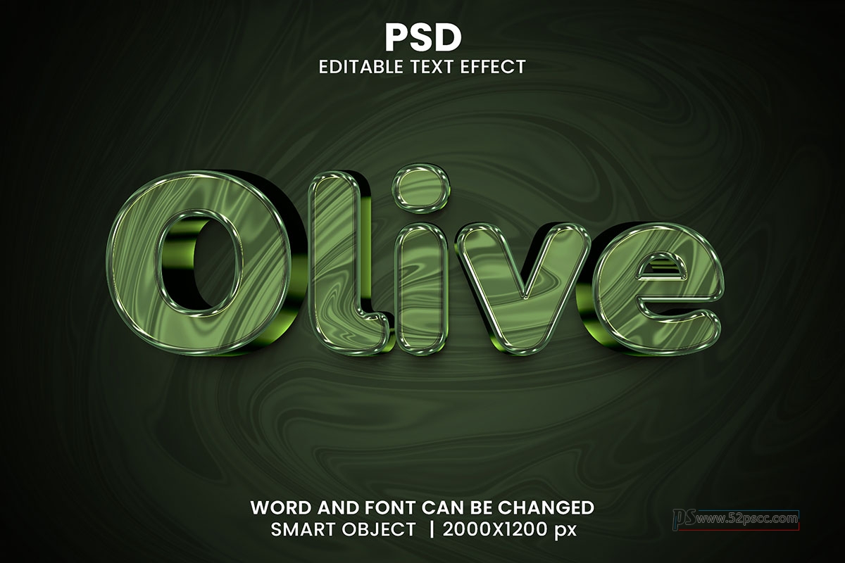Photoshop绿色纹理立体字效果样式PS可编辑立体字效果预设