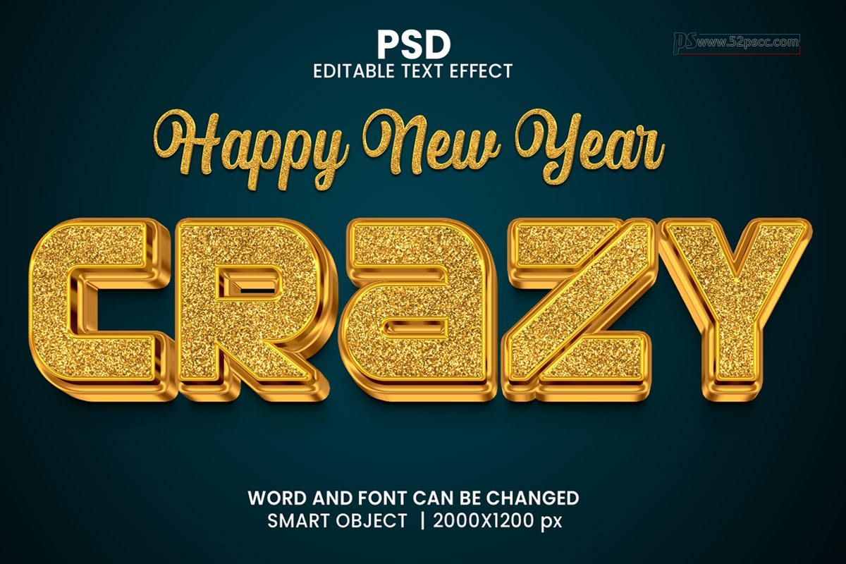 Photoshop黄金纹理立体字效果样式PS可编辑立体字效果预设