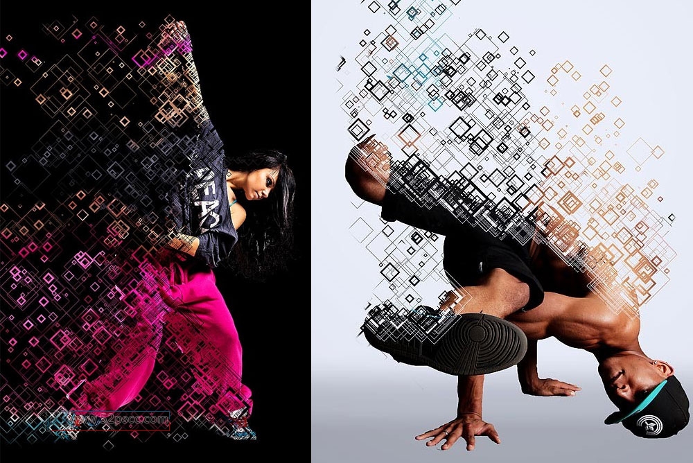 几何方块抽离PS动作 方形环艺术 Photoshop 动作（附教程）缩略图