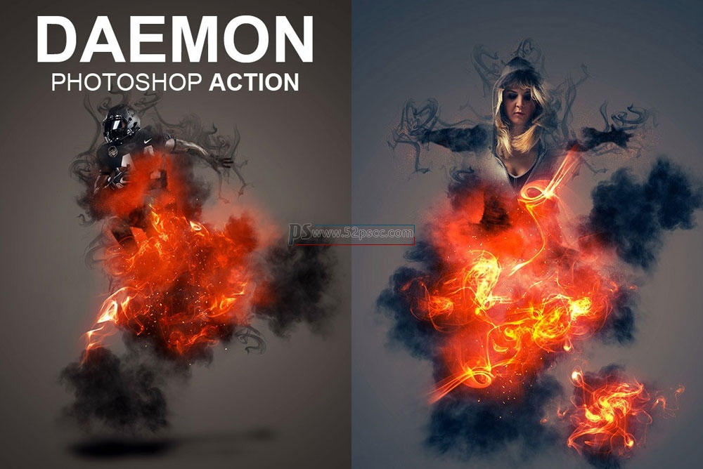 火灾和烟雾效果特效动作 飘逸的火焰Photoshop 行动(视频教程)缩略图